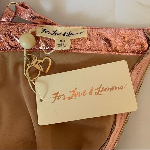 Metallic Pink Mini Dress For Love and Lemons Luna Sz XS - Picture 8 of 10